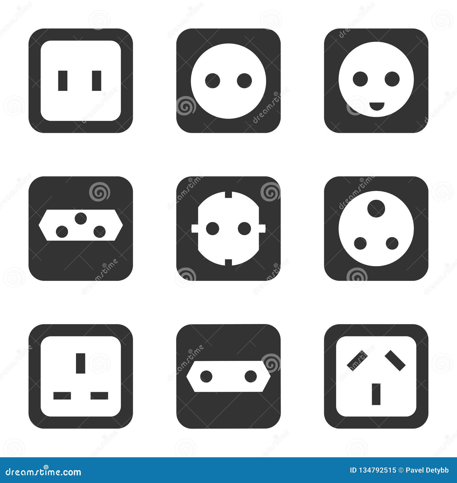 Electrical Outlet Type. Socket Icon. Vector Illustration, Flat Design