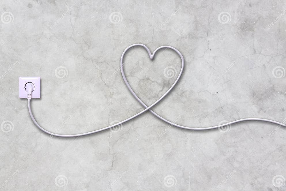 Electrical Outlet and Wire on Concrete Wall Stock Image Image of