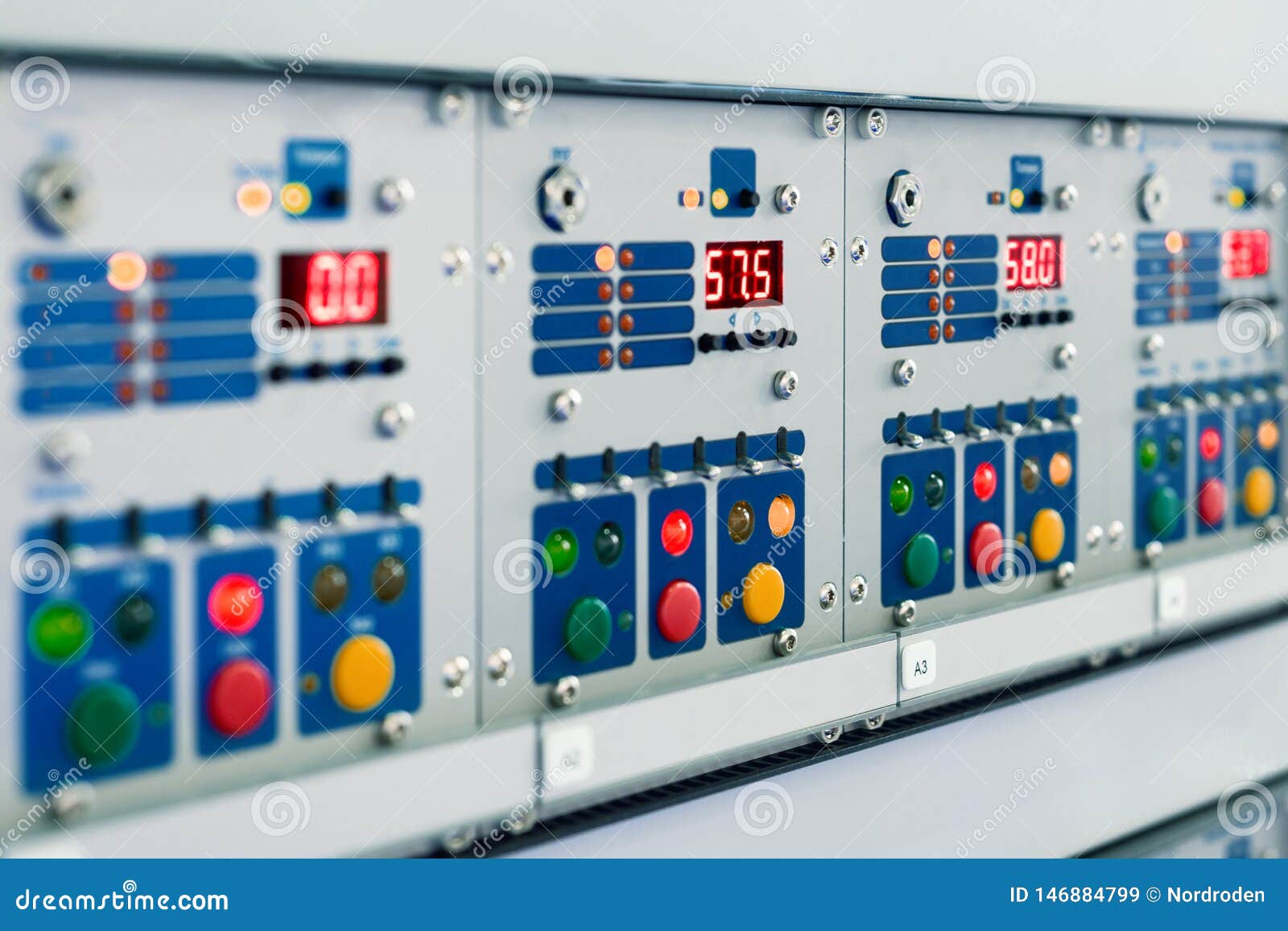 Electrical Panel with Switches and Warning Lights Stock Image Image