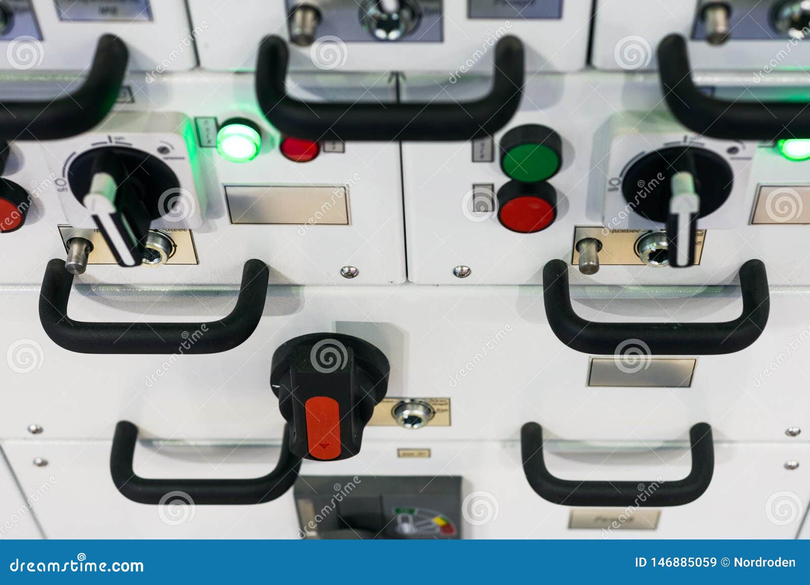 Electrical Panel with Switches and Warning Lights Stock Image Image