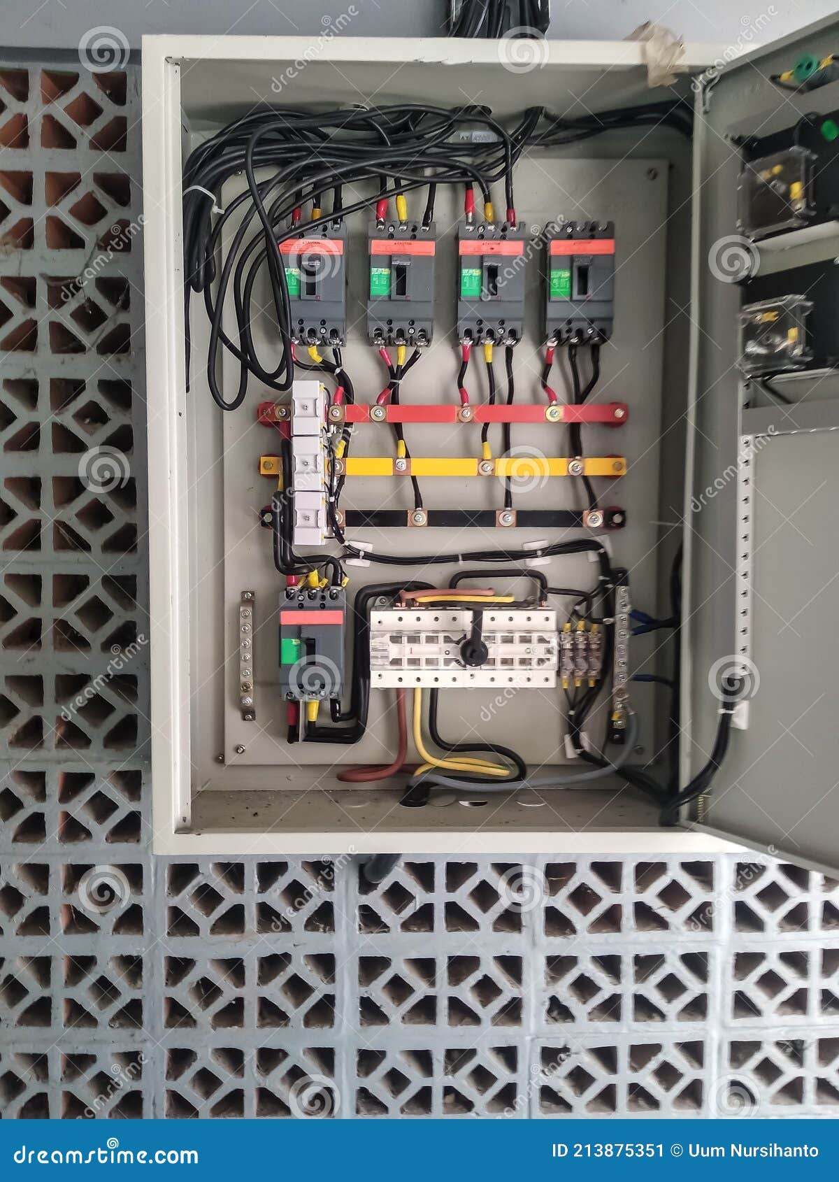 Electrical Panels Attached To the Brick Wall Stock Image Image of attached, panels 213875351