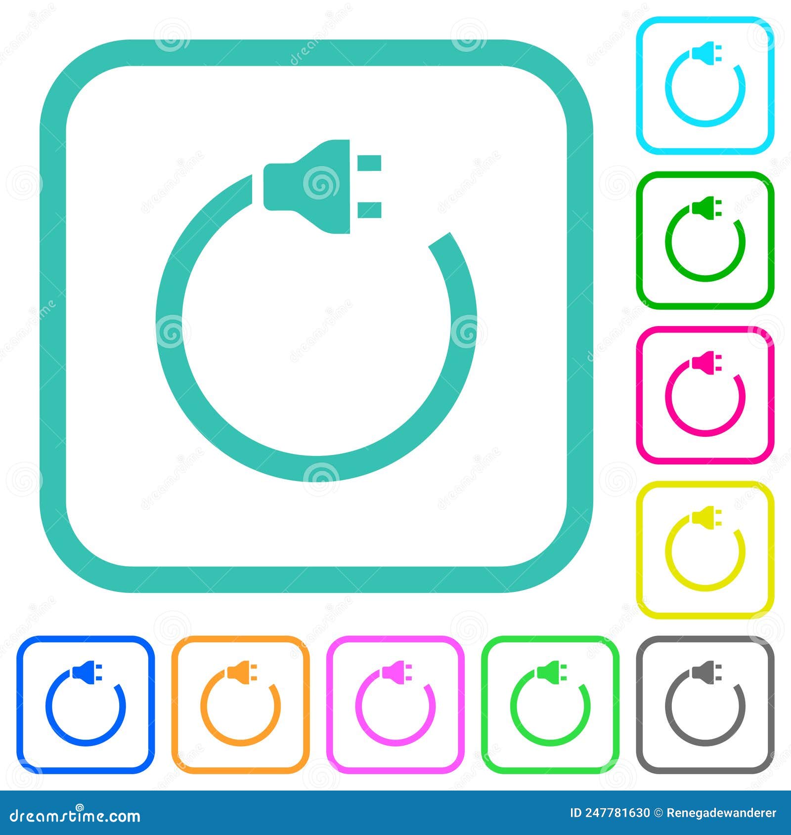 electrical plug and cord vivid colored flat icons