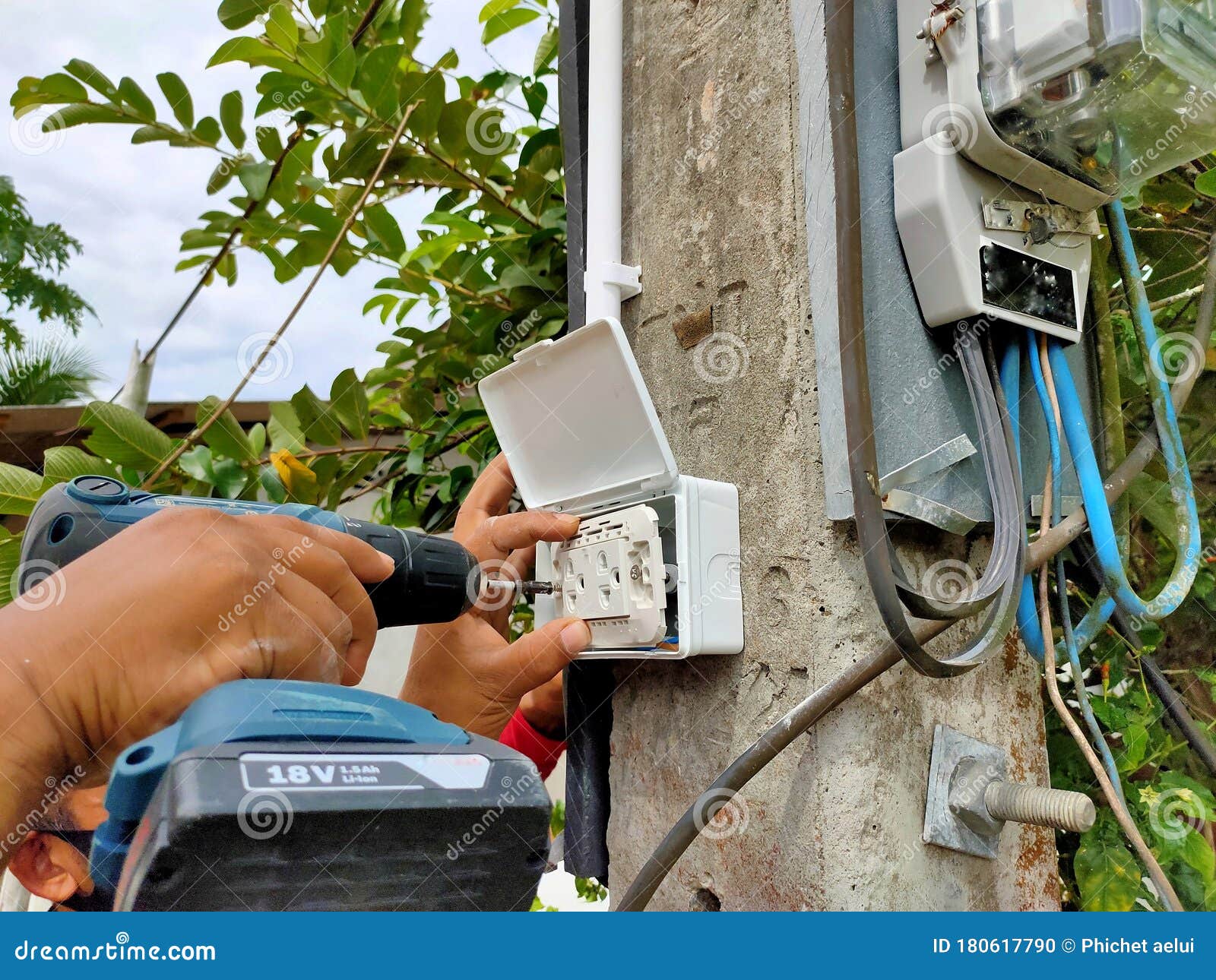 Electrical Plug Installation for Ease of Use. Stock Photo Image of ease, plug 180617790