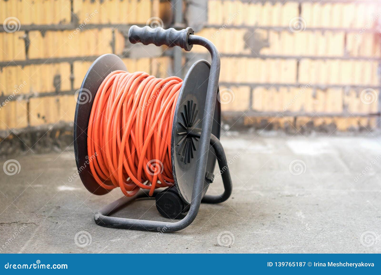 Electrical Power Extension Cable Reel at the Repairs Site Stock Image