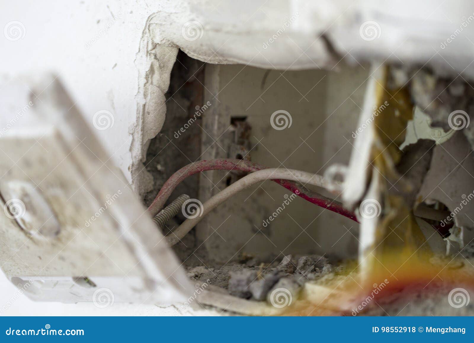 Electrical Renovation Work, Light Switch Stock Photo Image of control, hole 98552918