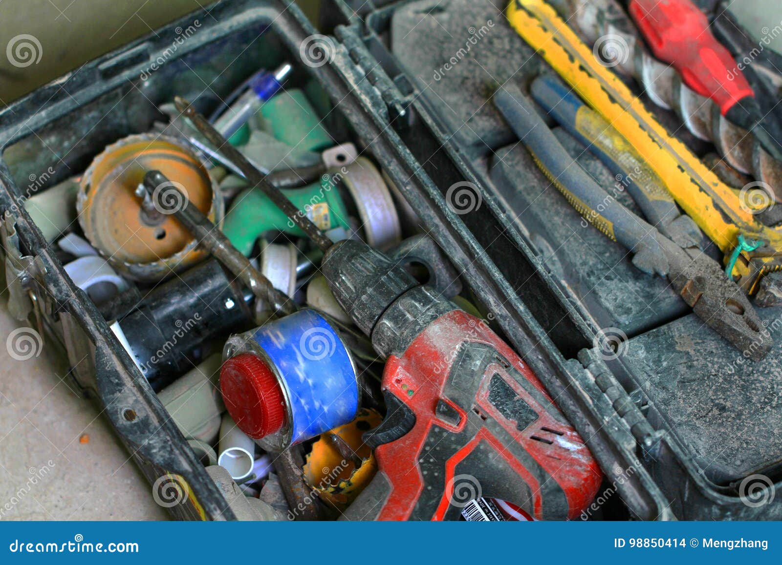 Electrical Renovation Work, Many Hand Tools Stock Photo Image of
