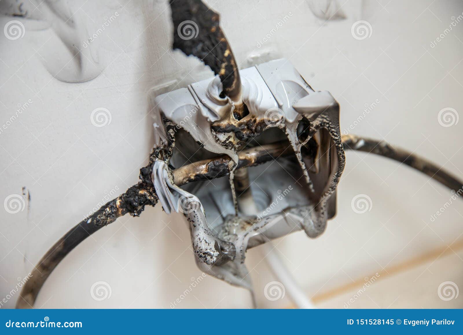 Electrical Short Circuit Effects. Failure Caused by Burning Wire and