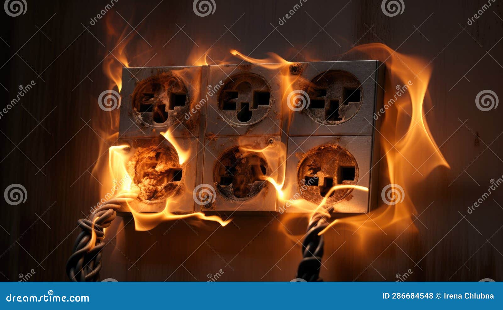 Electrical Short Circuit. Failure Caused by Burning Wire and Socket