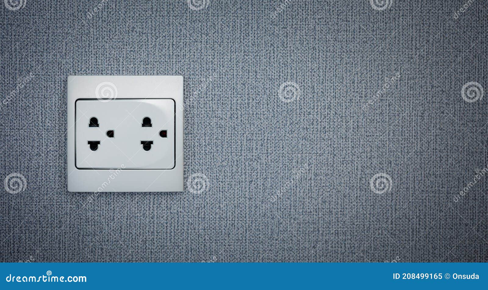 Electrical Socket on Blue Wall, Power Supply Stock Image Image of