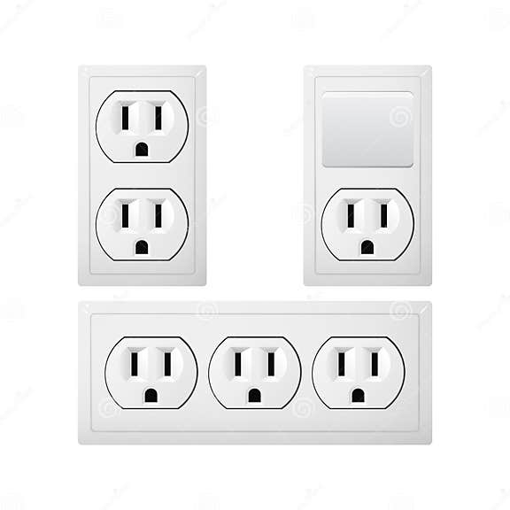 Electrical Socket Type B with Switch. Power Plug. Canada and Mexico. the Lights Push on and Off