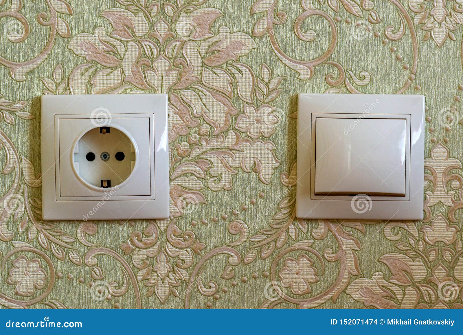 Electrical Switch and Plug on Wall Stock Photo Image of electricity