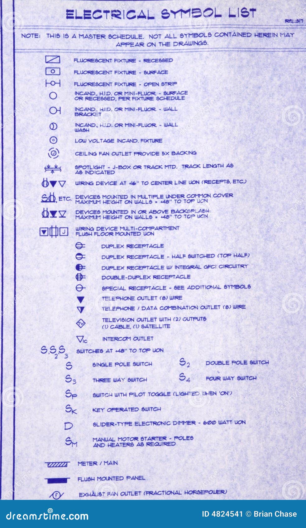 Electrical Symbol List Stock Image Image Of Plans House 4824541