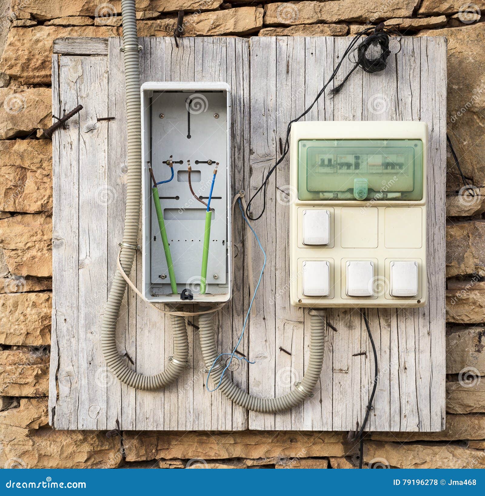Electrical System with Circuit Breakers and Electrical Outlet Plugs on