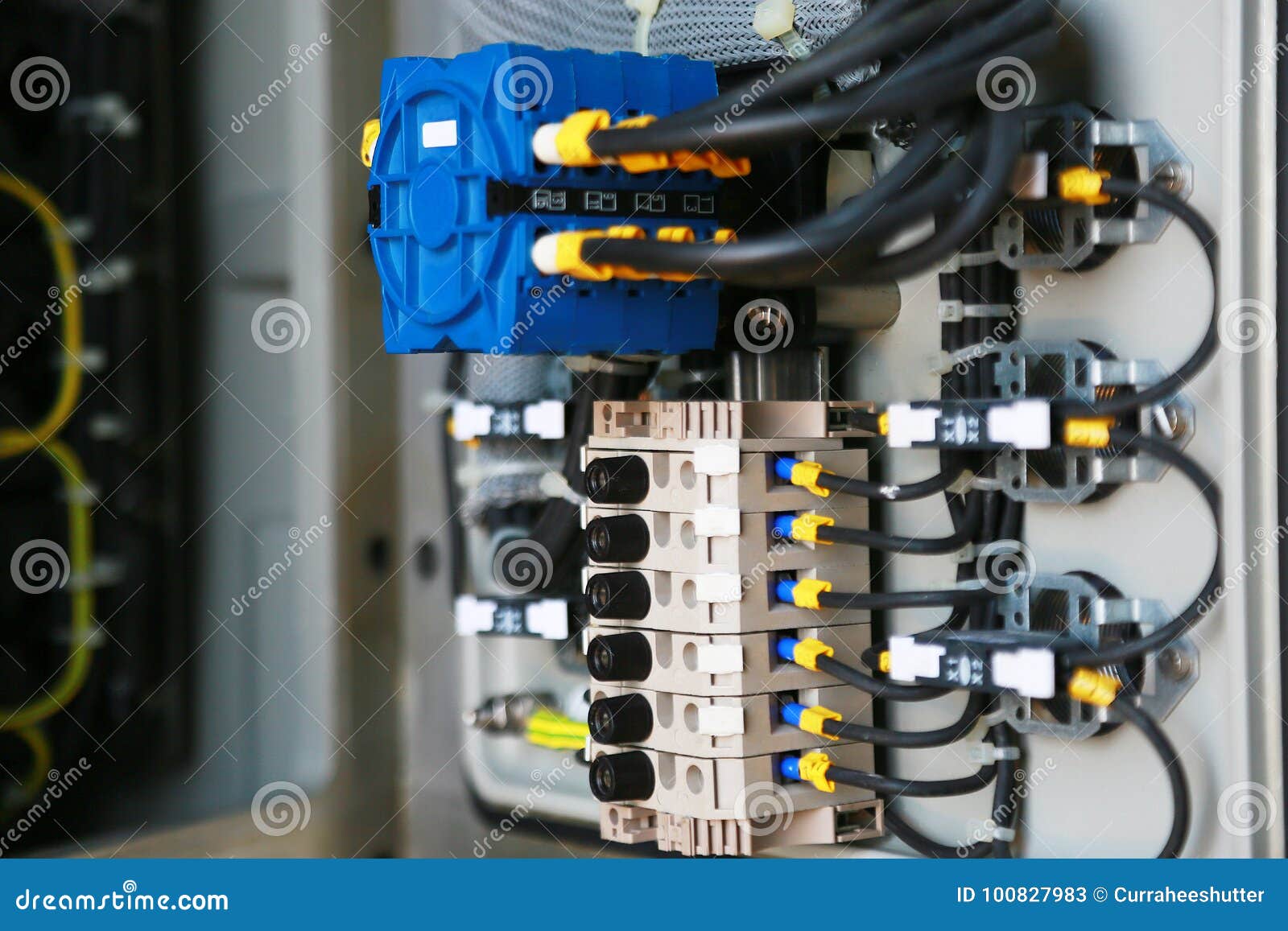 electrical terminal in junction box and service by technician. electrical device install in control panel for support program