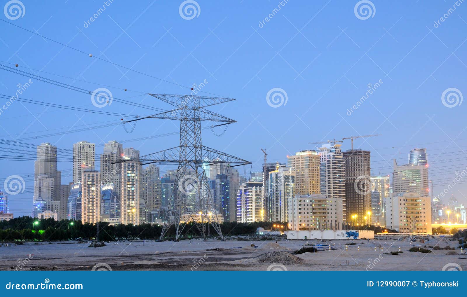 Electrical Tower and Dubai City Stock Image Image of power, city 12990007