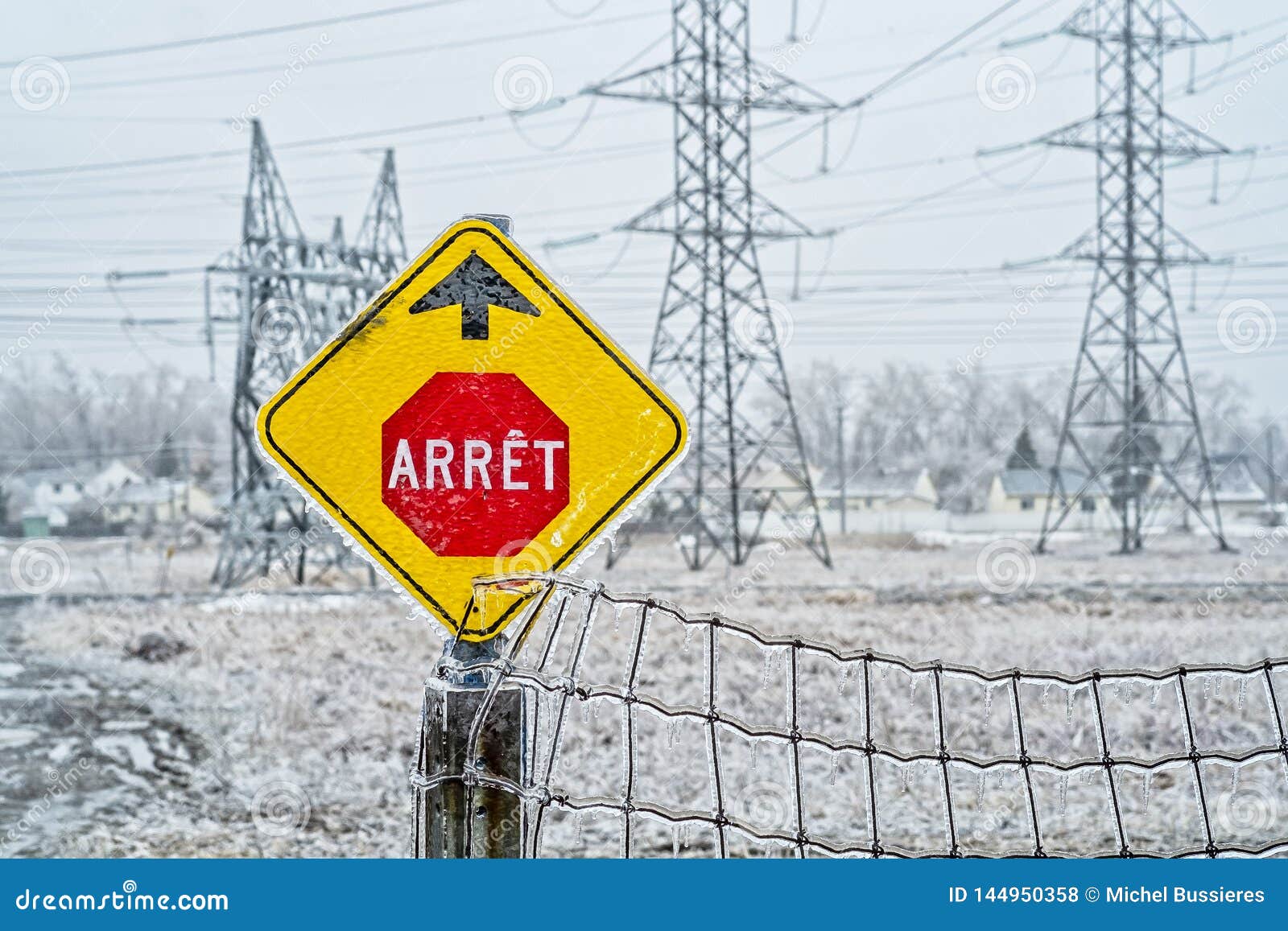 electrical power field with freezing rain