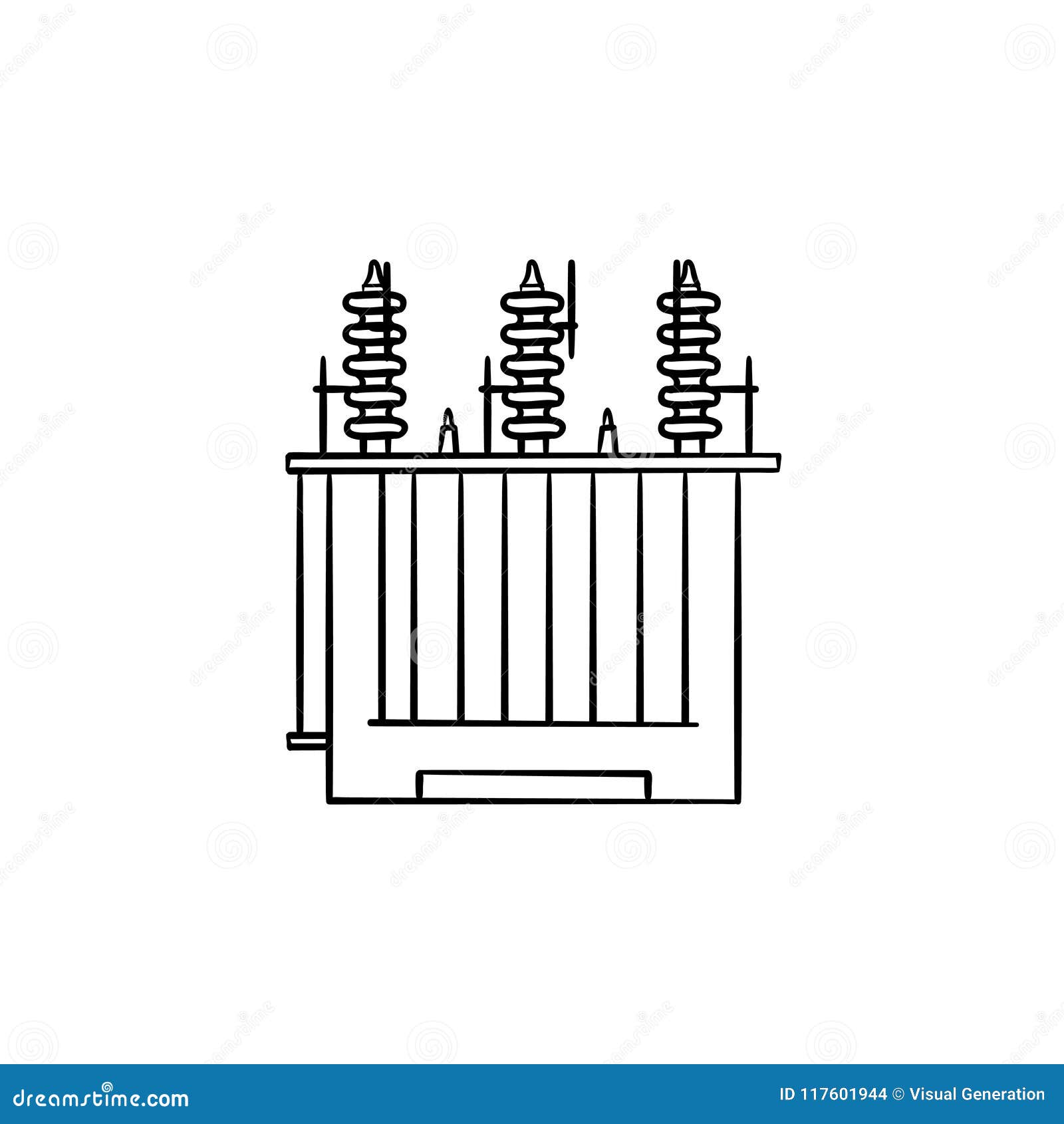 Electrical Voltage Transformer Hand Drawn Outline Doodle Icon