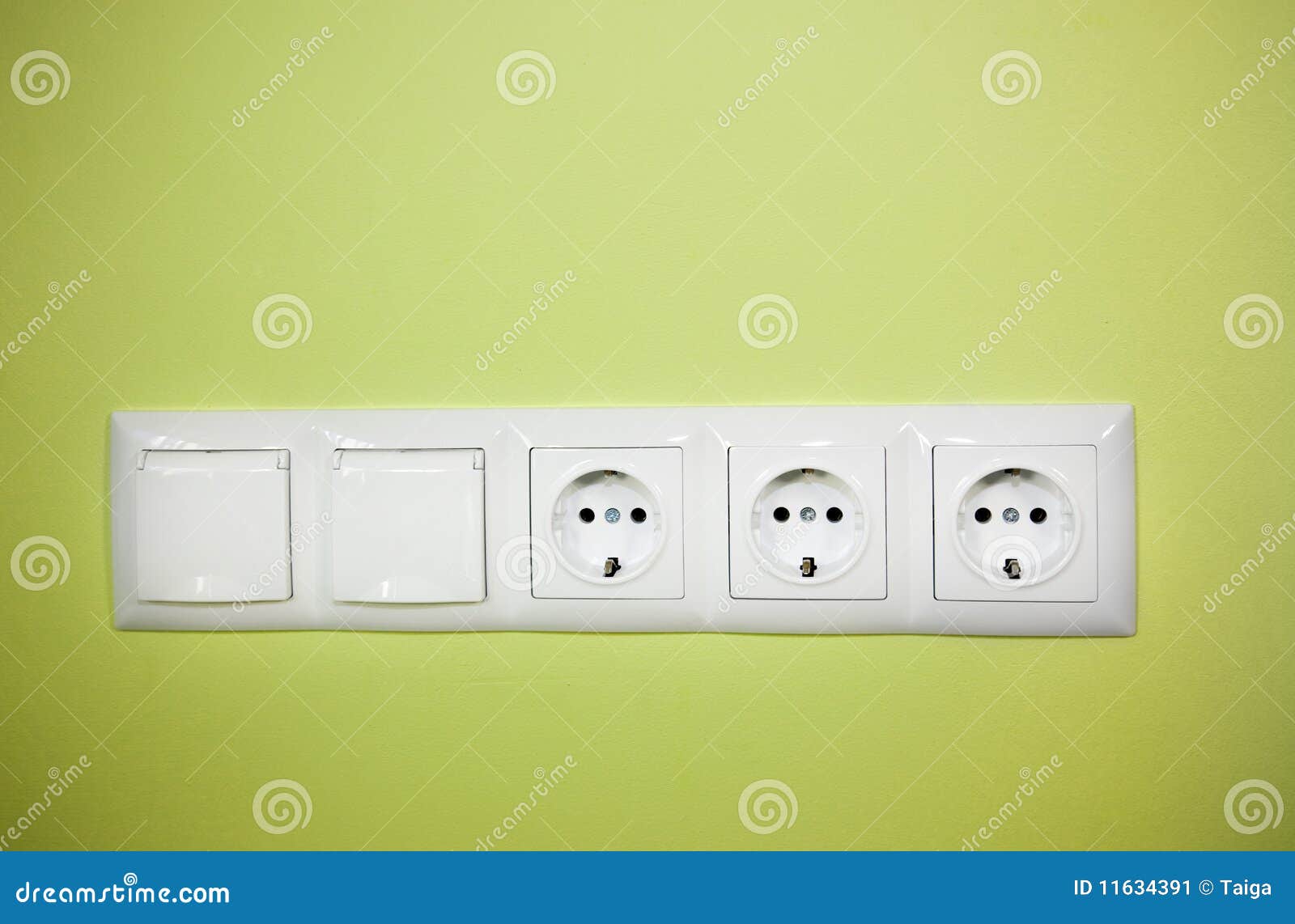 Electrical Wall Outlet / on Green Background Stock Image Image of