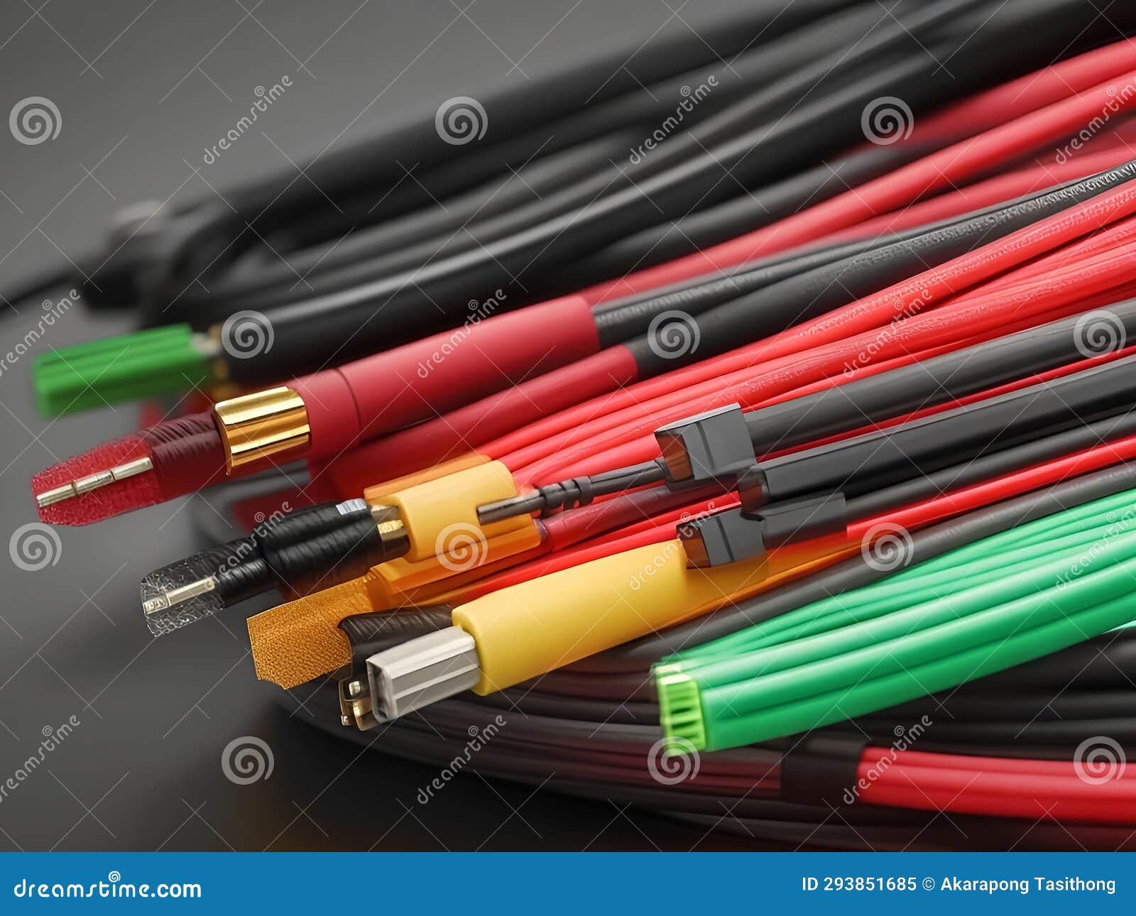 Electrical Wire with Black Background Stock Image Image of white