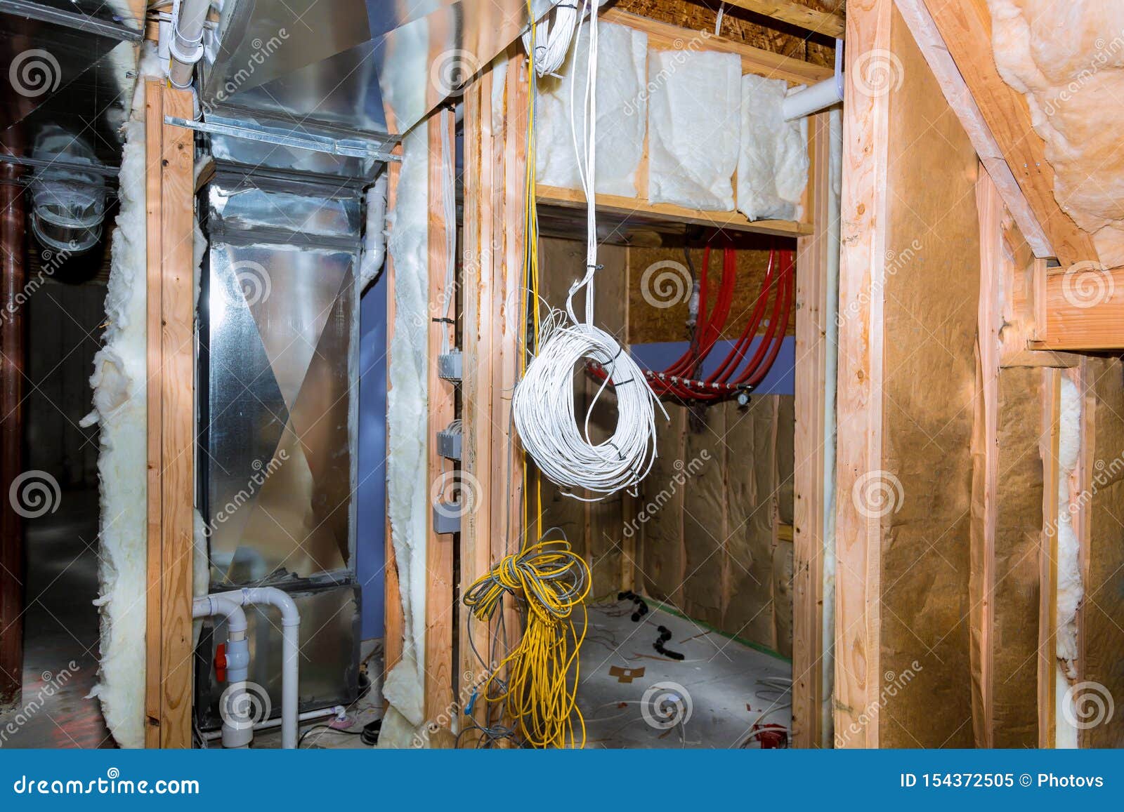 Electrical Wire Service Connectors in Basement Stock Image Image of