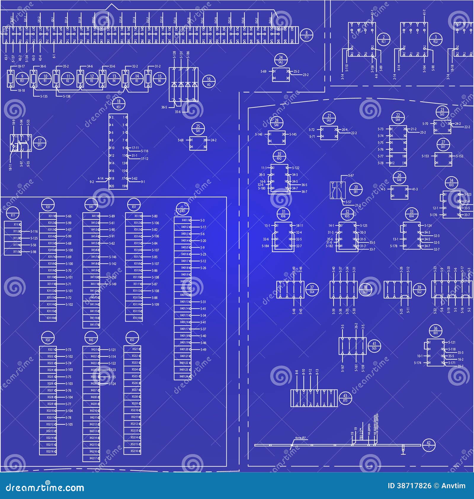 Electrical Wiring Diagram Background Stock Vector