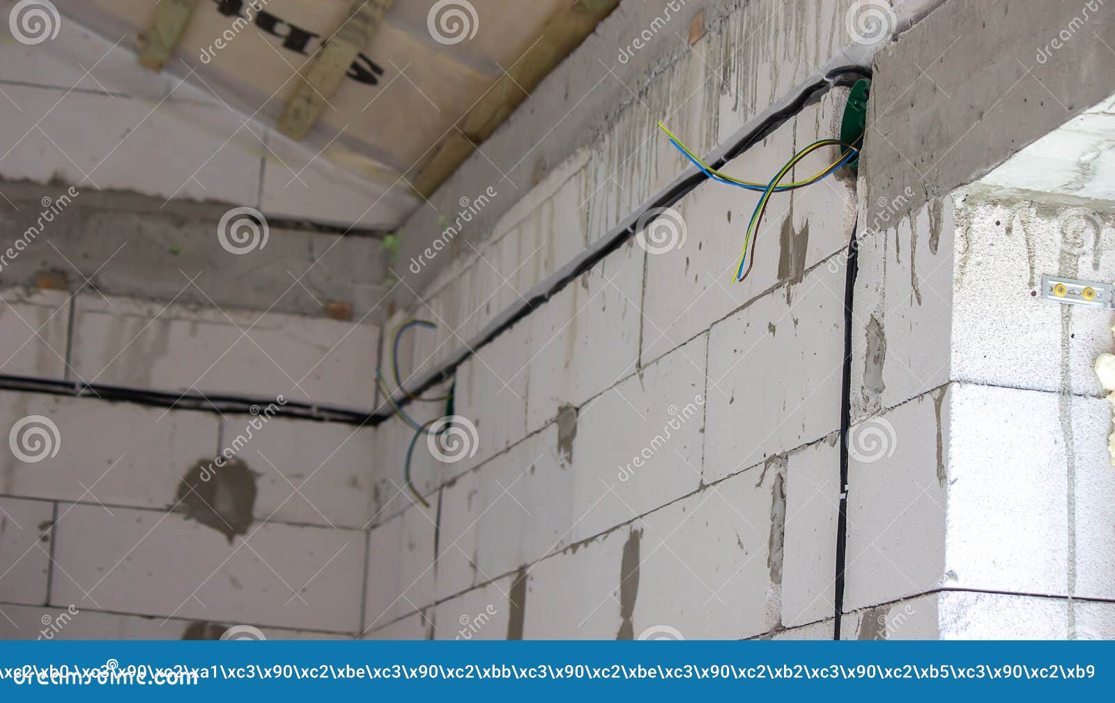 Electrical Wiring in the House. Electric Cable Laying Stock Image