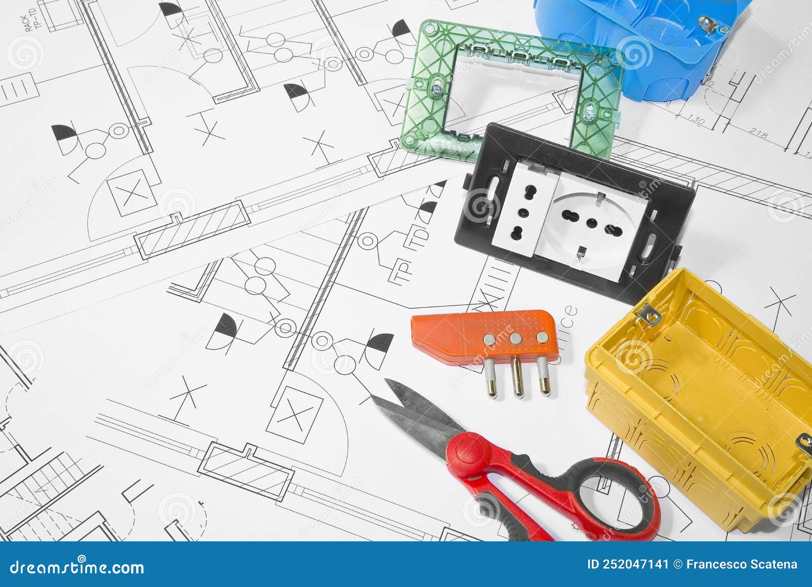 Electrical Work Tools and Electrical System Project Stock Image Image