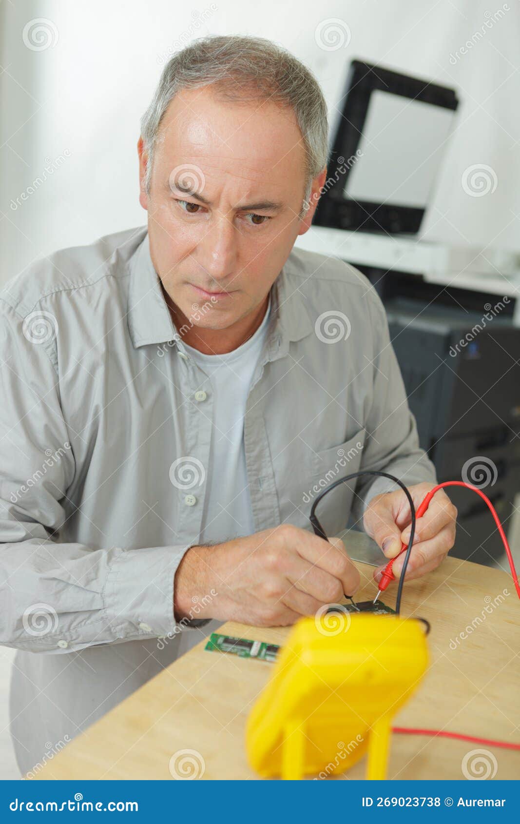 Electrical Worker Checks High Voltage Cable Stock Photo Image of
