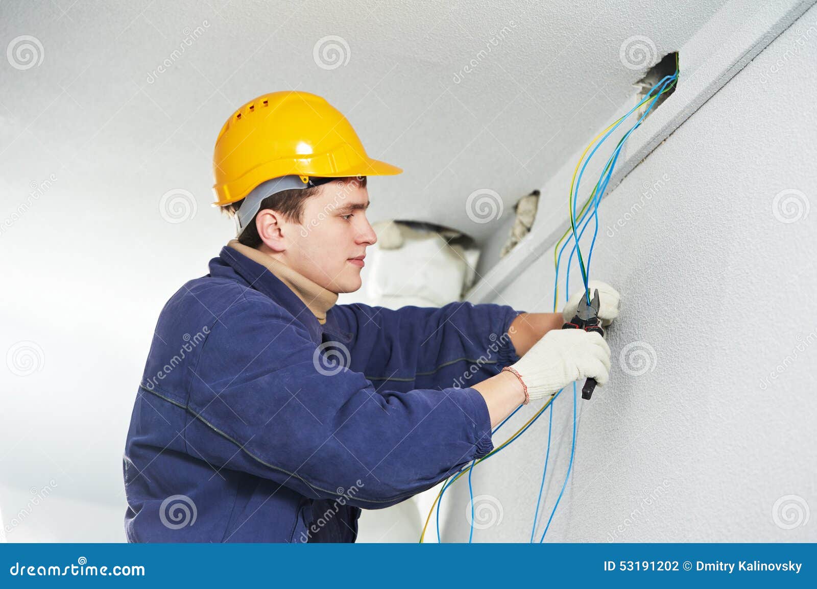 Electrician at Cable Wiring Work Stock Photo Image of troubleshooting, panel 53191202
