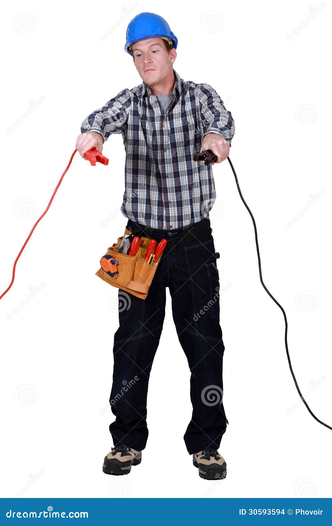 Electrician holding cables stock photo. Image of person 30593594