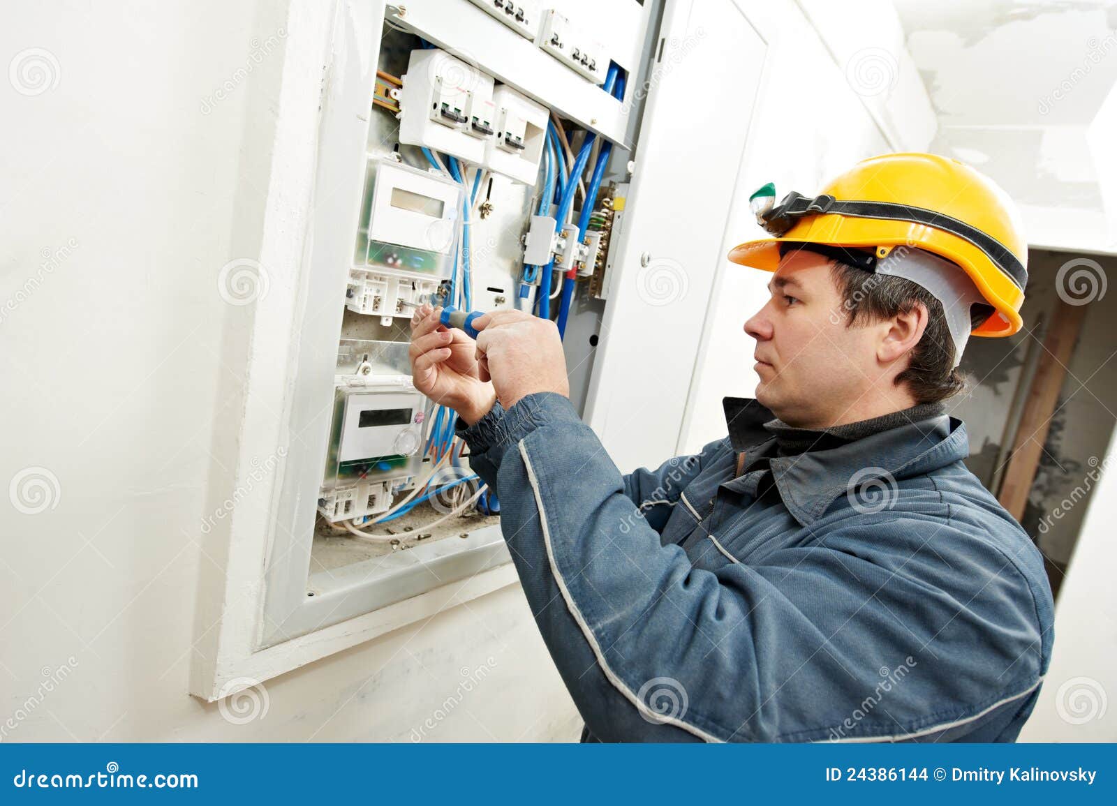 electrician installing energy saving meter