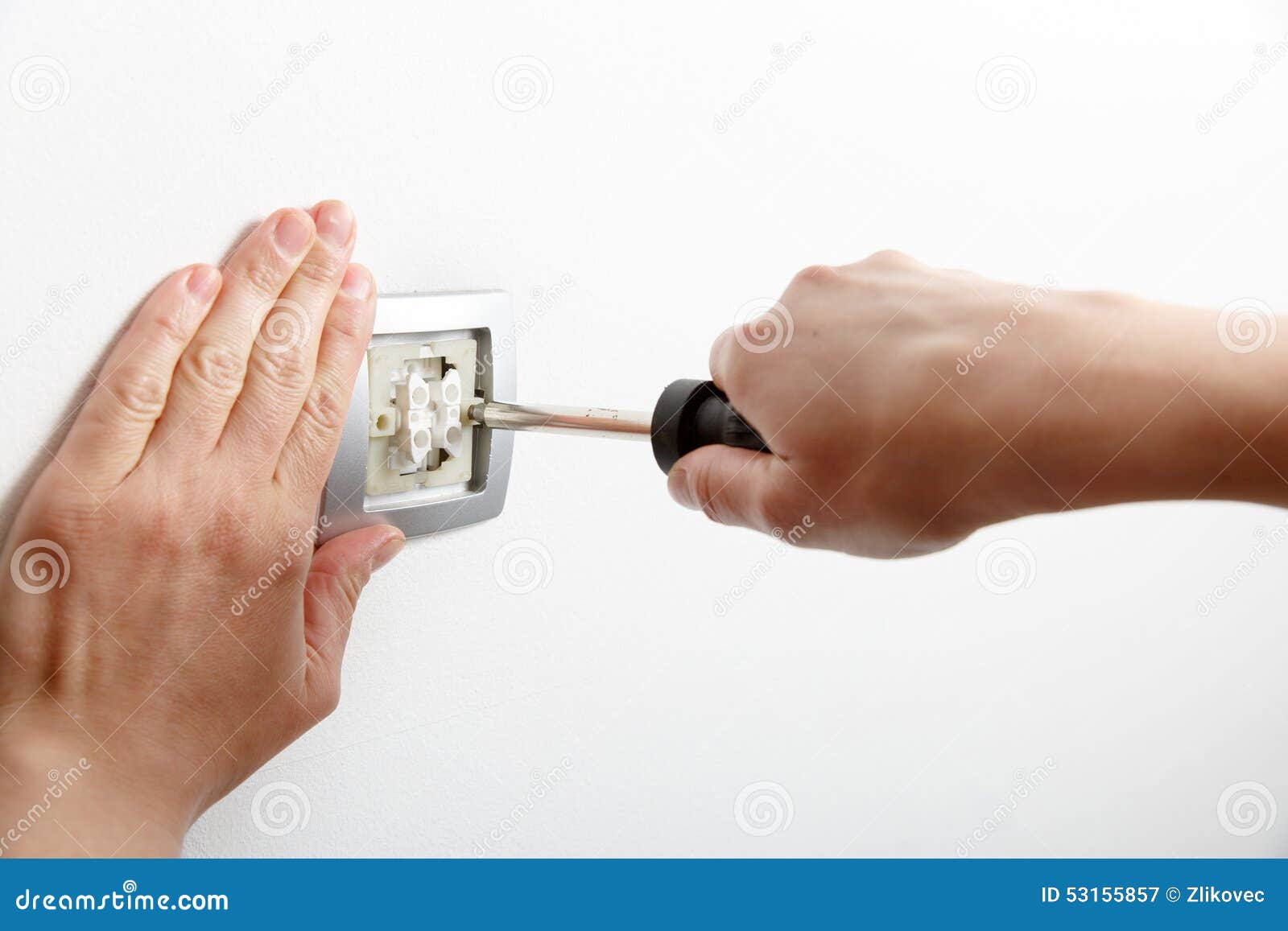 Electrician Installing a Light Switch Stock Image Image of