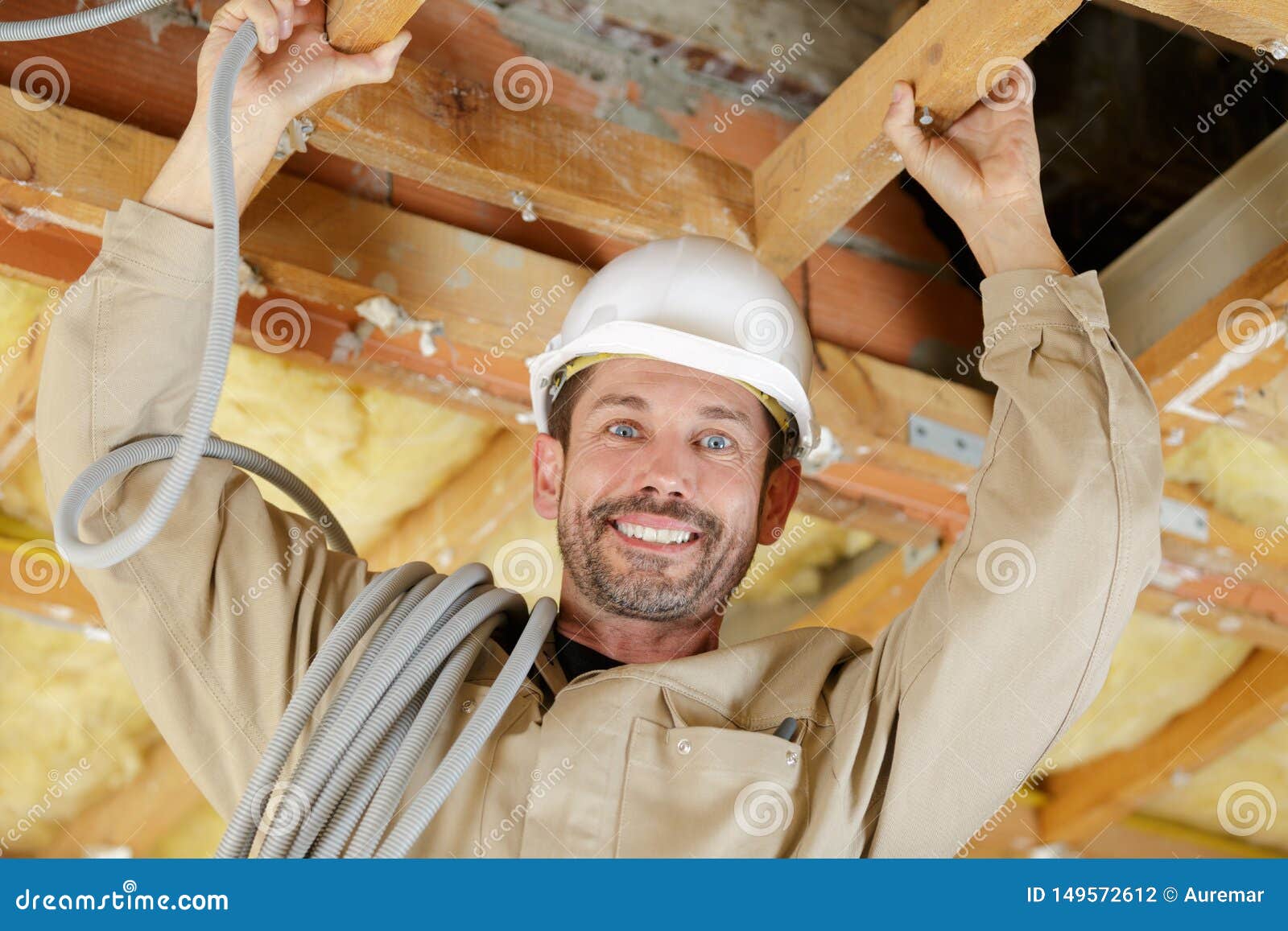 Electrician Installing Ventilation in Ceiling Stock Photo Image of