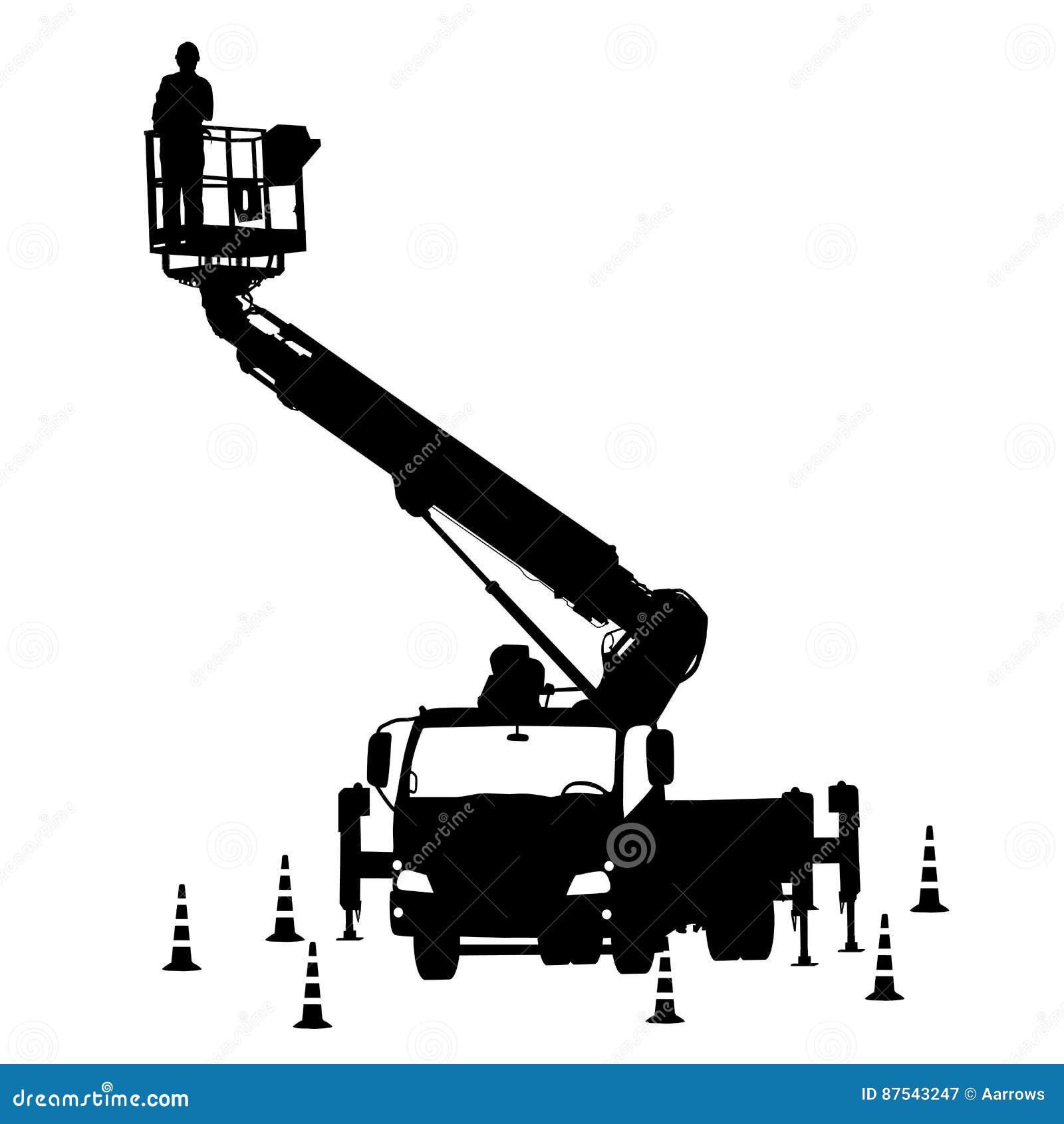 Electrician, Making Repairs At A Power Pole. Vector Illustration Stock