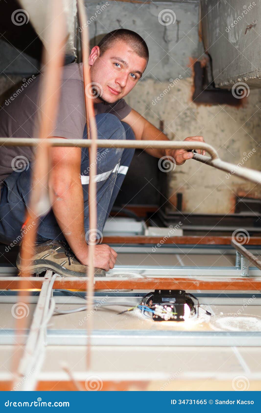 Electrician Man Working stock image. Image of electricity 34731665