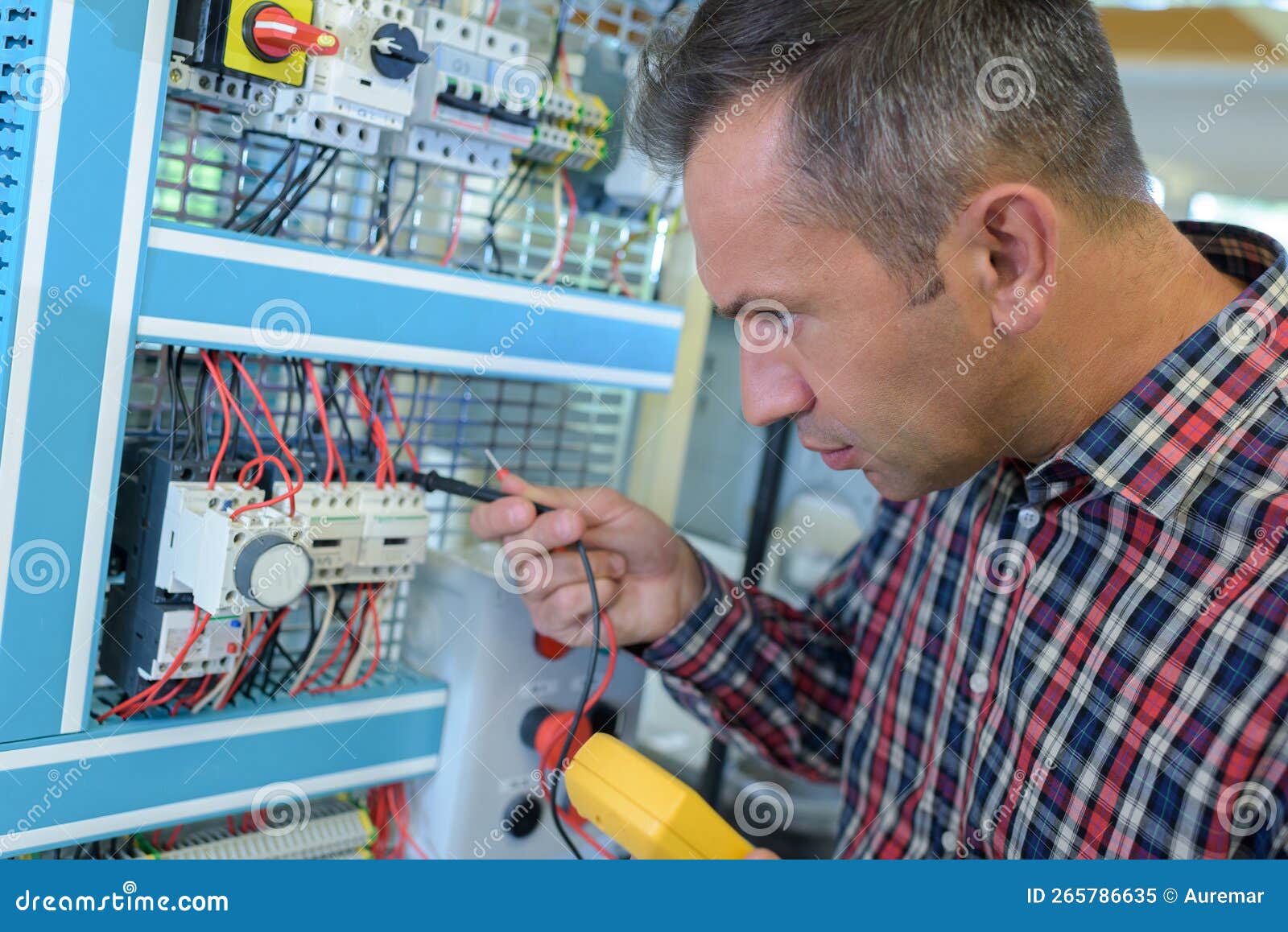 Electrician Near Lowvoltage Stock Image Image of system, switchgear 265786635