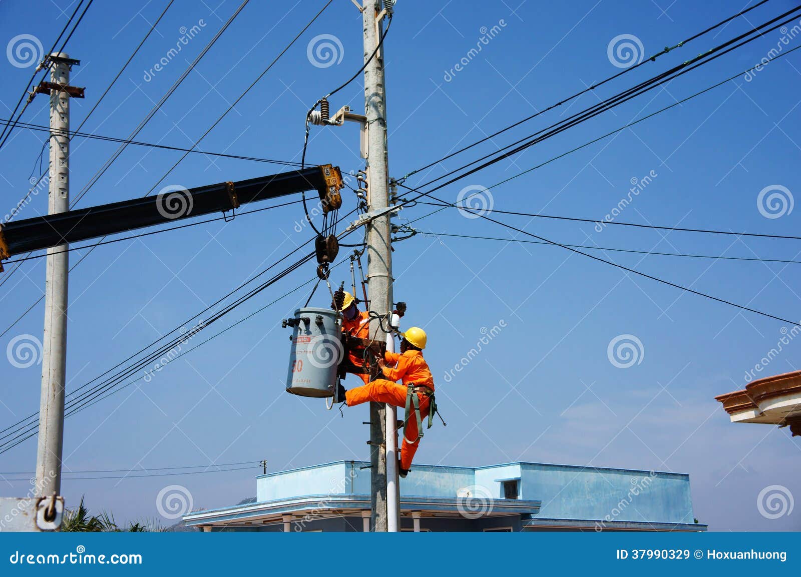 Electrician Repair System of Electric Wire Editorial Stock Image