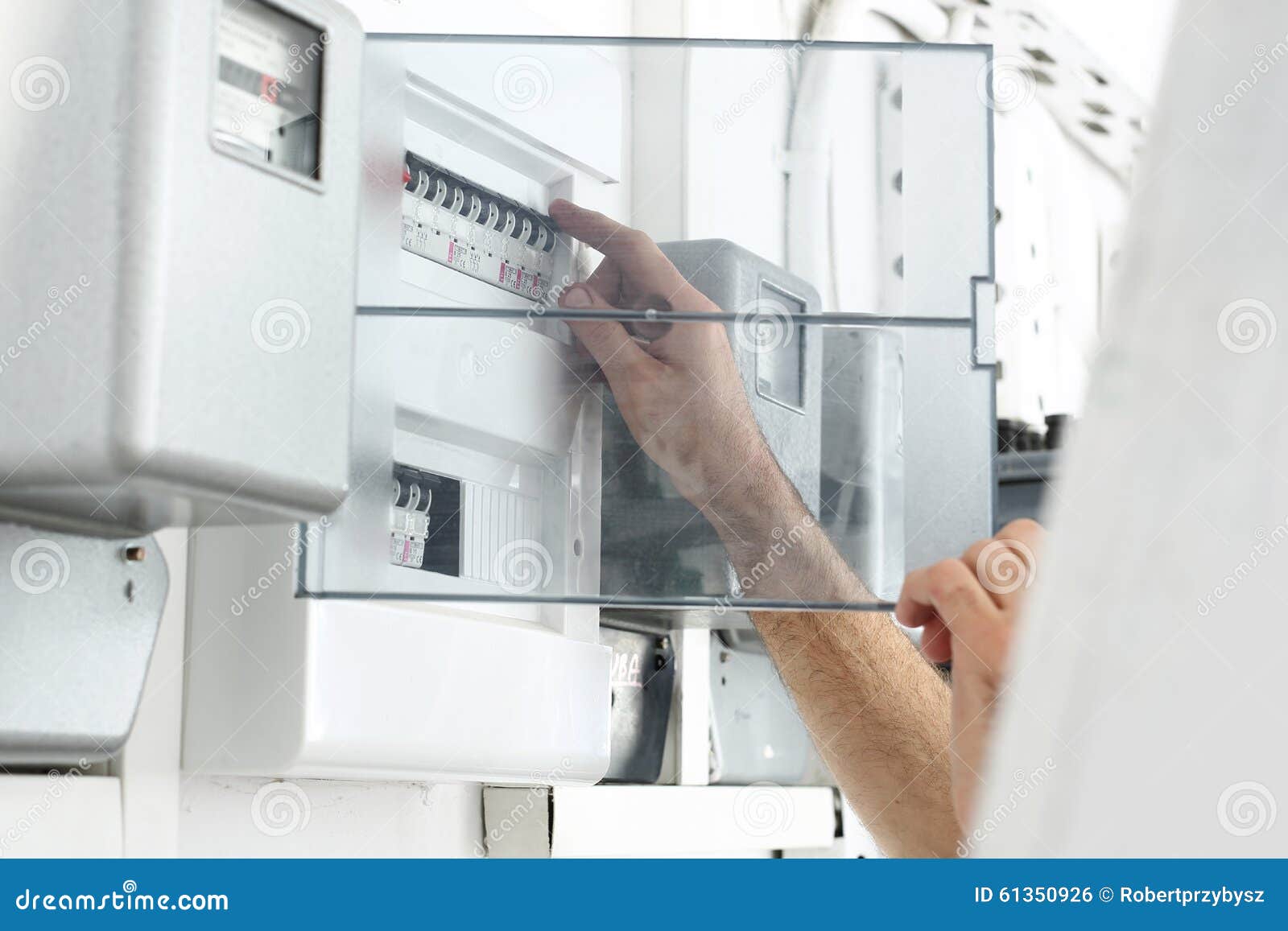 Electrician Repairs Dashboard. Stock Photo Image of switchboard