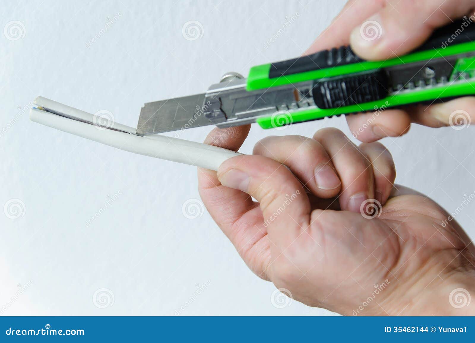 Electrician Stripping White Wire Stock Images Image 35462144