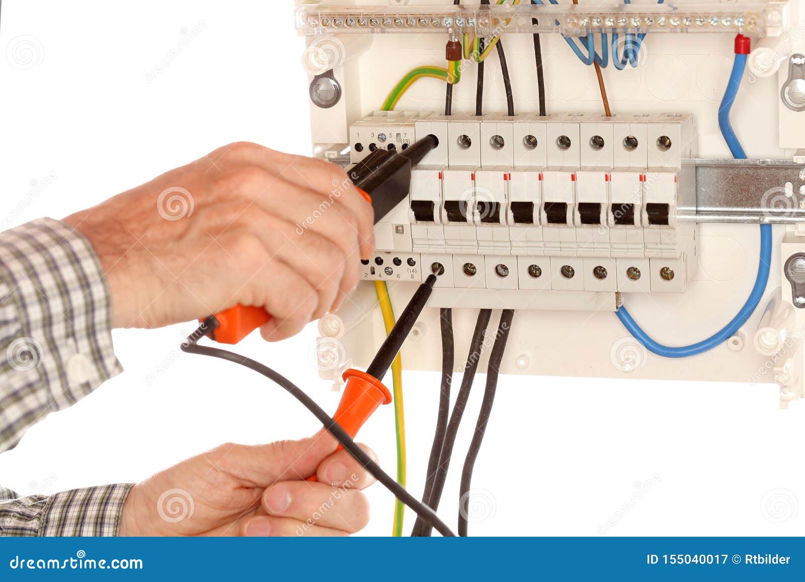 Electrician is Testing a Circuit Stock Image Image of control