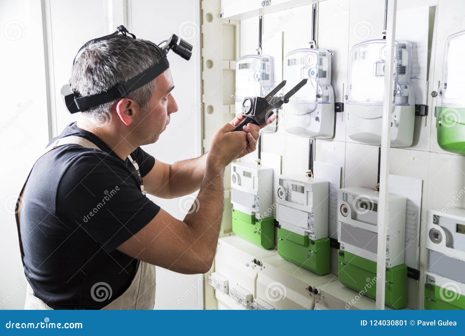 Electrician Testing Equipment in Fuse Switch Box Close Up Stock Image Electrician Testing Equipment in Fuse Switch Box Close Up Stock Image