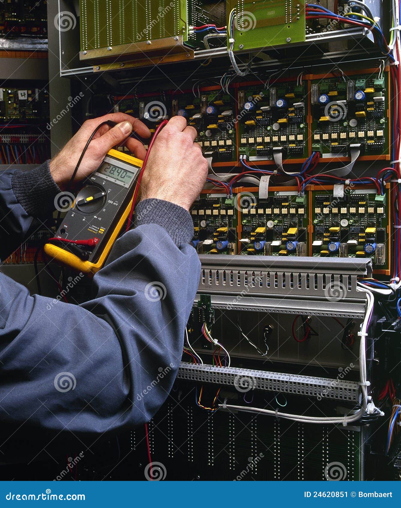Electrician Testing Industrial Machine Stock Image Image of control