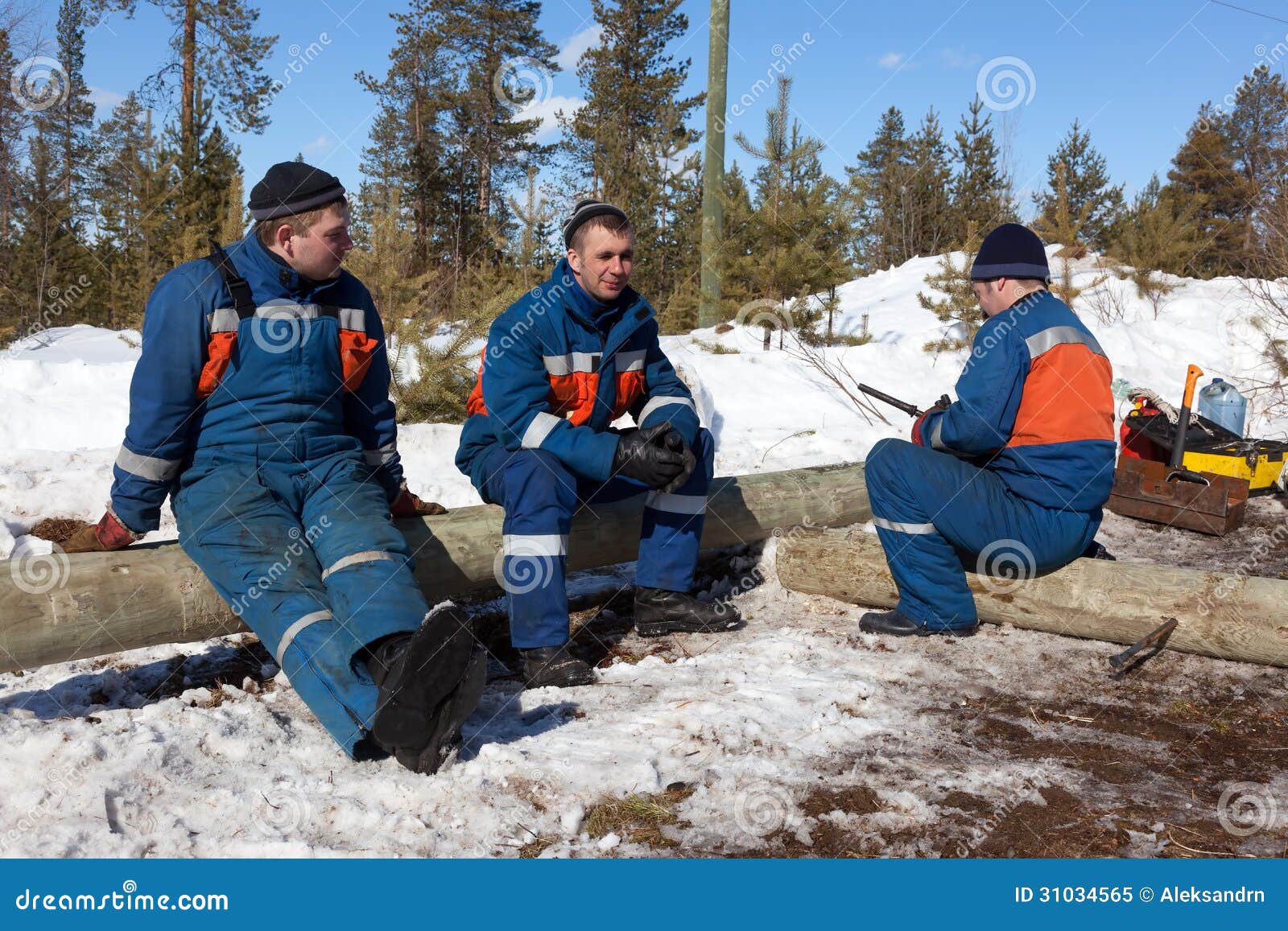 Electricians on a break stock image. Image of rest, power 31034565
