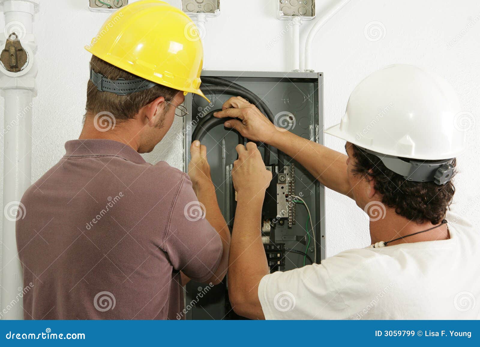 Electricians Install Panel stock image. Image of labor 3059799