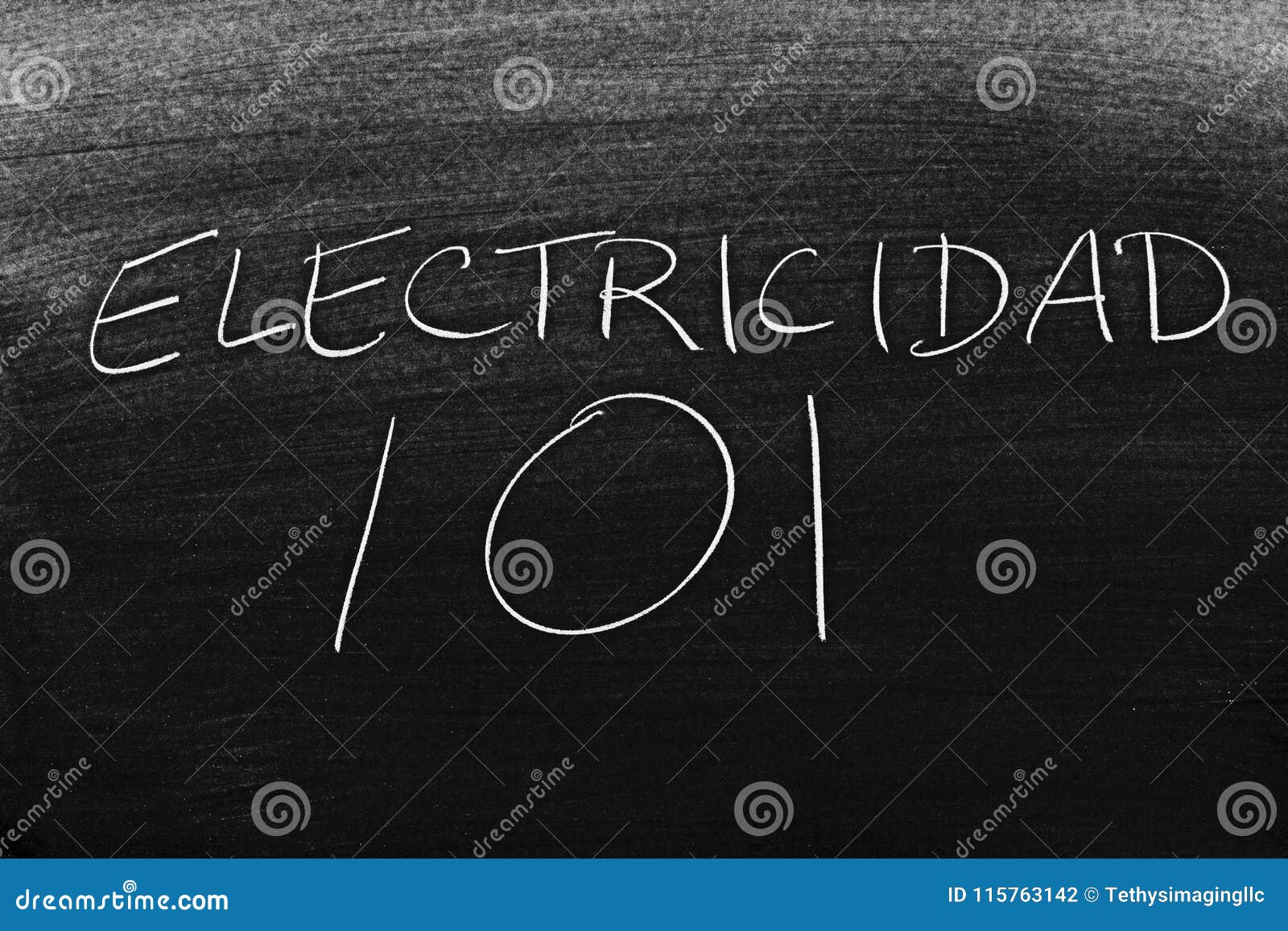 electricidad 101 on a blackboard. translation: electricity 101