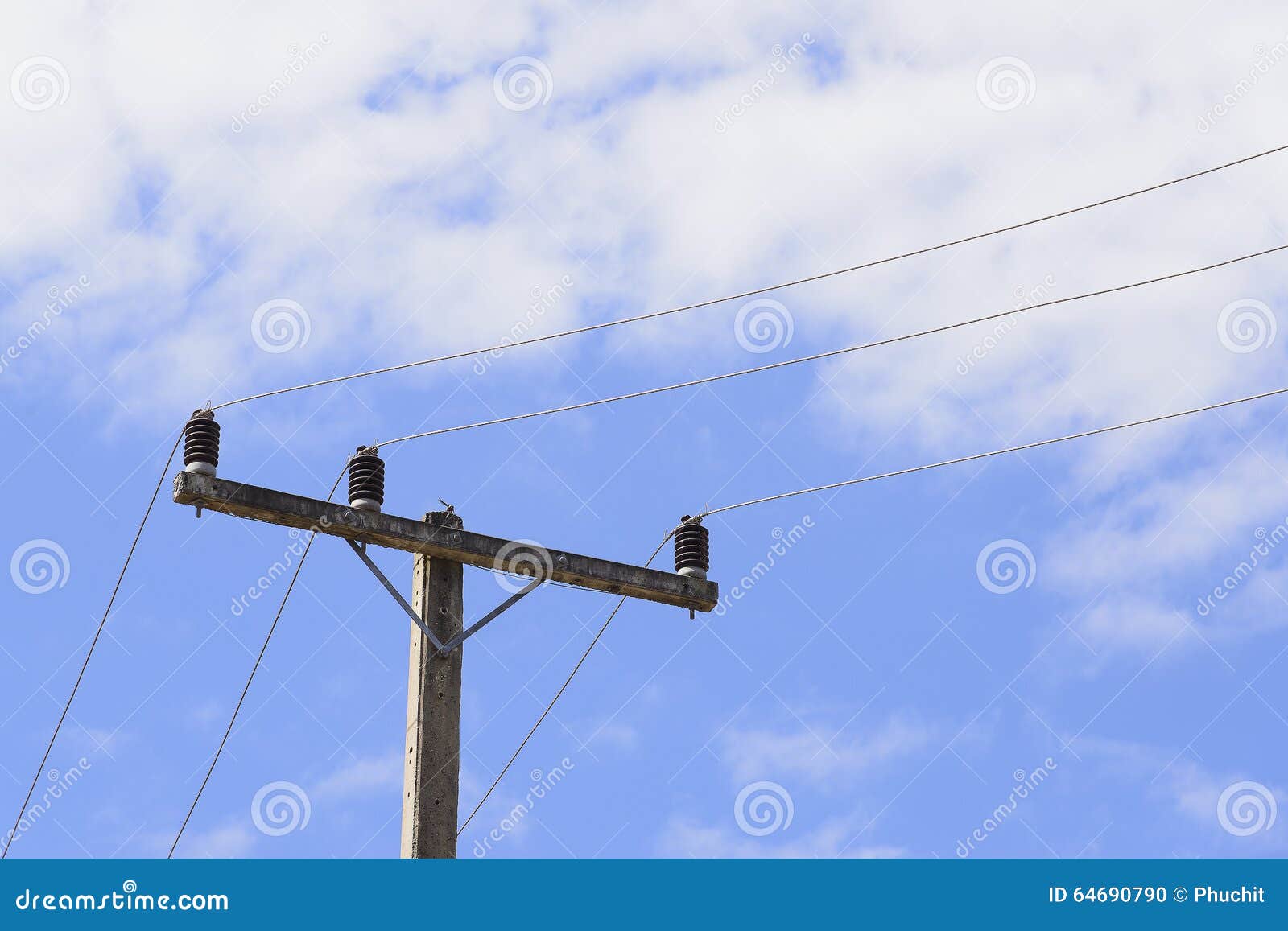 Electricity concrete post stock photo. Image of insulator 64690790