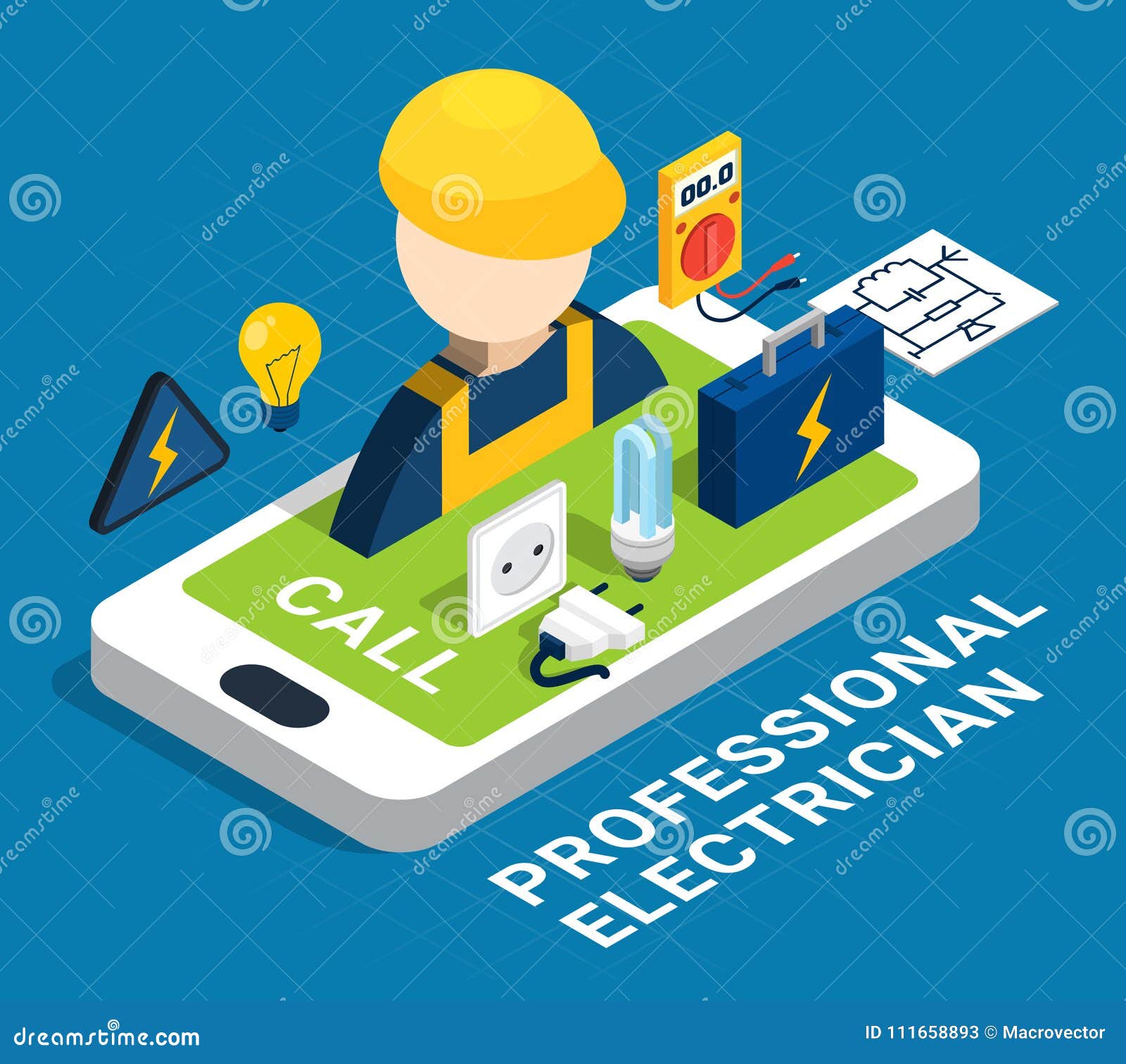 electricity isometric colored concept