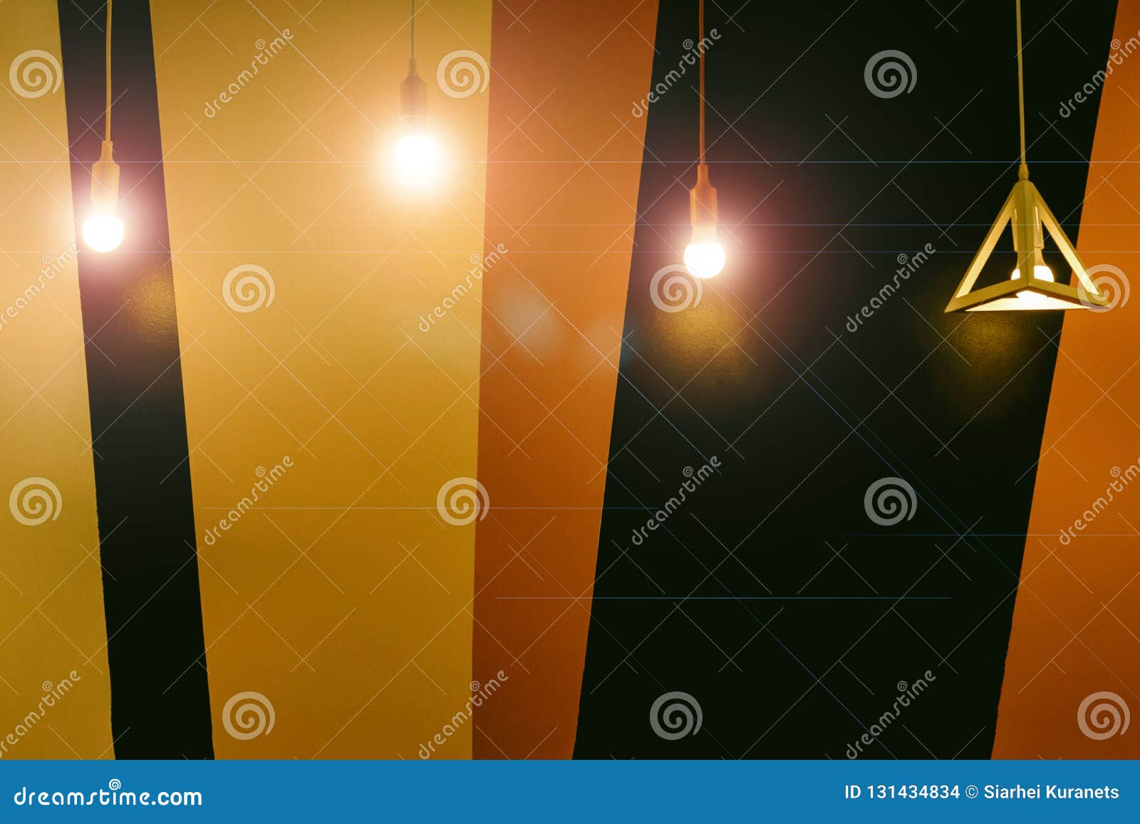 Electricity Light Lamp Hanging Decorate Home Interior Stock Photo
