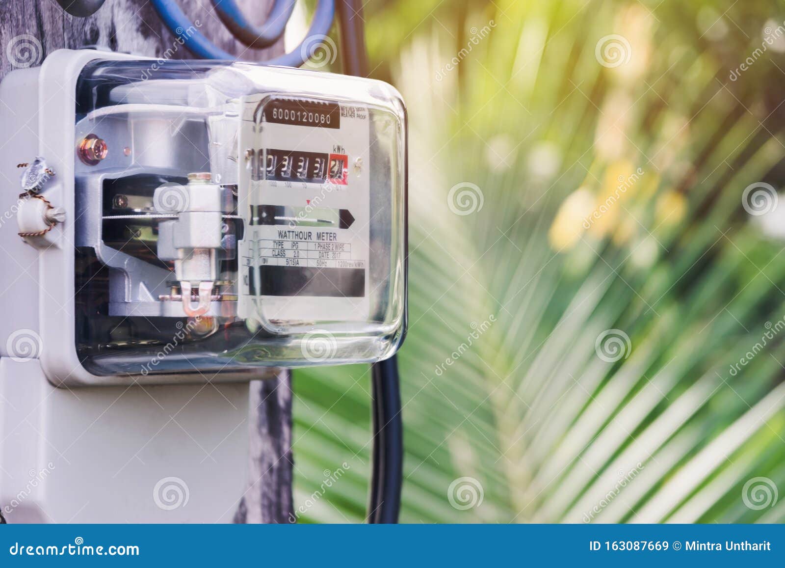 Electricity Meter for House with Sky Background Stock Image Image of
