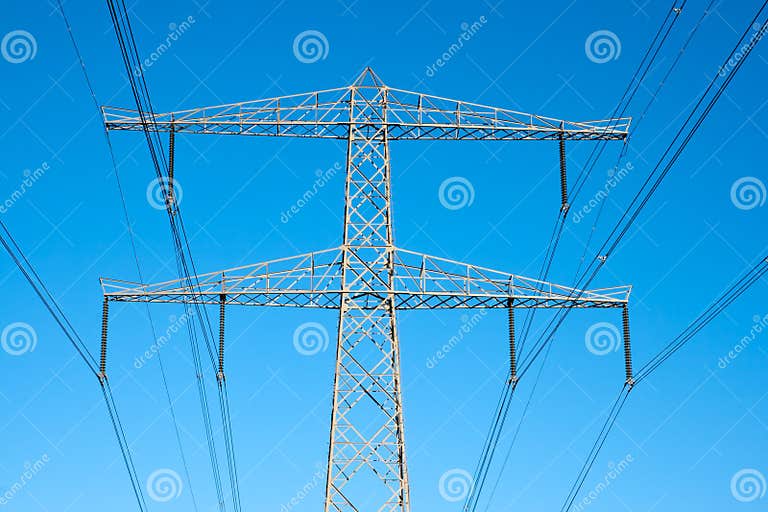 Electricity Pole Hi Voltage Cable Stock Photo Image of metal, power